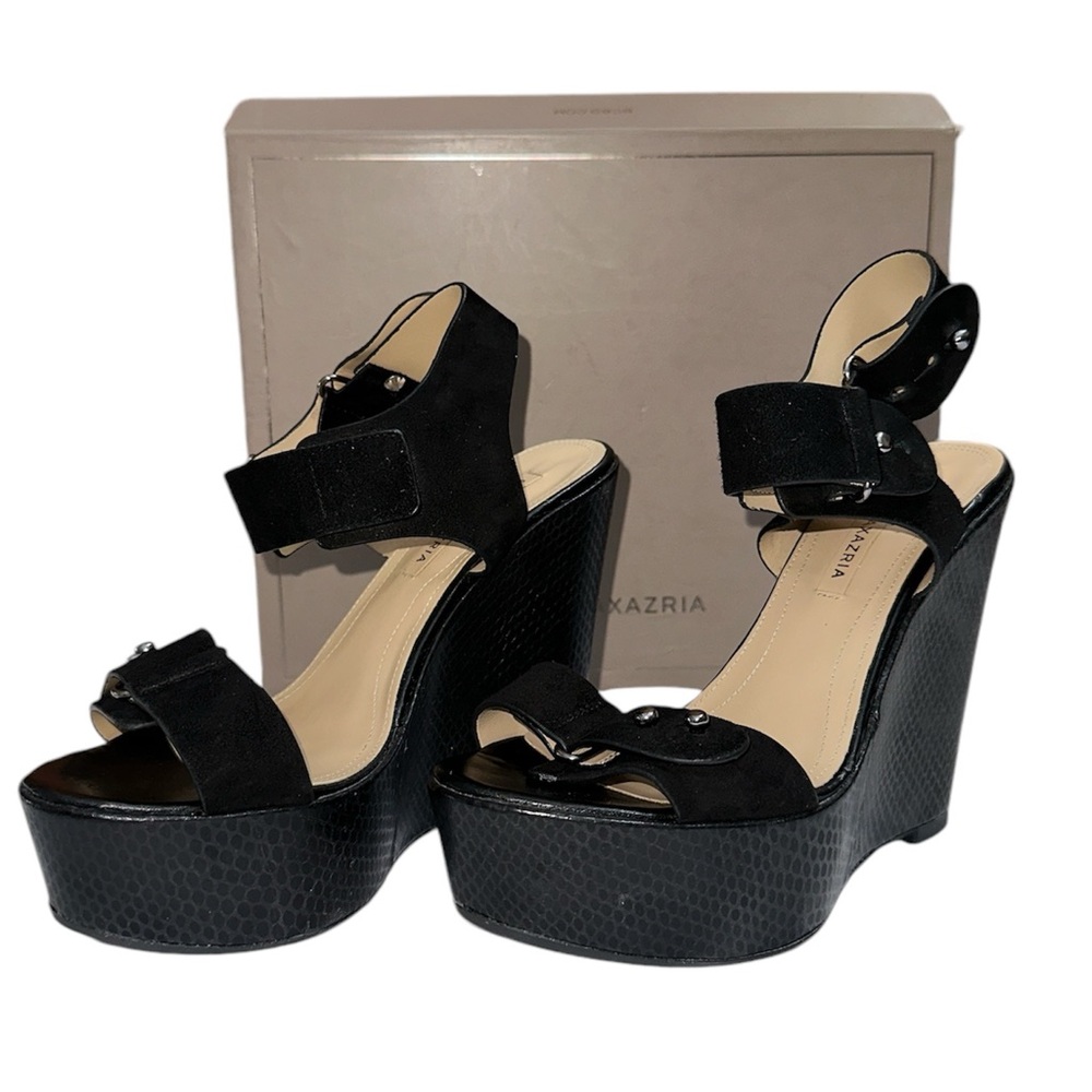 NEW BCBGMAXAZRIA Goat Leather Snakeskin Minea Wedge Sandals 8 / 38